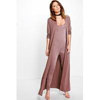 Slinky Unitard and Texture Duster Co-ord - chocolate
