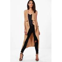 Sleeveless Belted Duster - camel