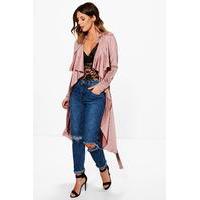 Slinky Waterfall Belted Trench - rose