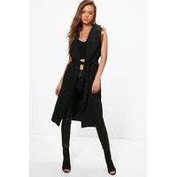 Sleeveless Belted Trench - black