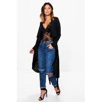Slinky Waterfall Belted Trench - black