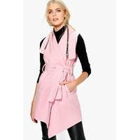 Sleeveless Coat With Zip - pink