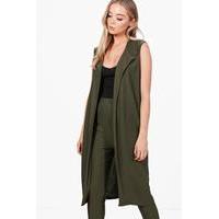 sleeveless duster khaki