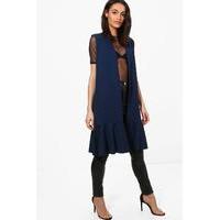 sleeveless frill hem duster navy