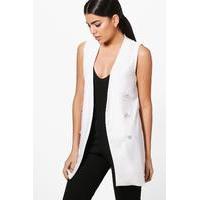 Sleeveless Button Duster - ivory