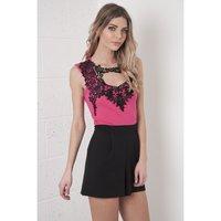 Sleeveless Lace Playsuit in Pink