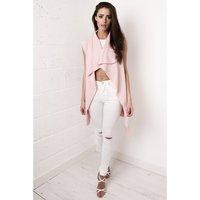 Sleeveless Waterfall Duster Waistcoat in Light Pink