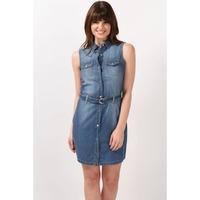 Sleeveless Denim Shirt Dress