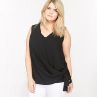 sleeveless blouse with tie panel