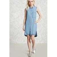 Sleeveless Chambray Shirt Dress