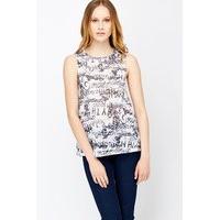 Sleeveless Printed Sheer Top