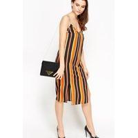 Slit Front Multi Stripe Dress