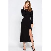 Slit Front Mesh Insert Maxi Dress