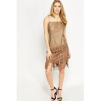 Sleeveless Fringed Contrast Dress