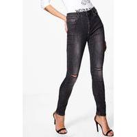 slit knee skinny jeans black