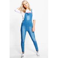 slim fit denim dungaree mid blue