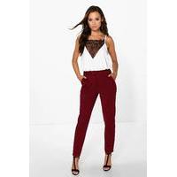 slim leg tailored woven trousers wine