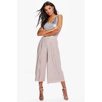 slinky pleated wide leg cropped trousers mink