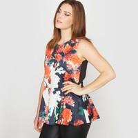 sleeveless floral print top