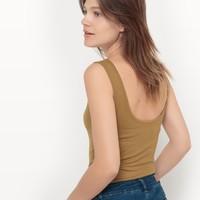 Sleeveless Bodysuit with Low-Cut Back