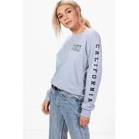 slogan sleeve oversized t shirt blue