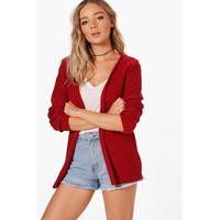 Slouchy Soft Knit Boyfriend Cardigan - red