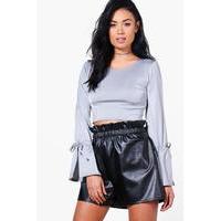 slinky tie sleeve crop silver