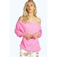 Slash Neck Fisherman Jumper - pink