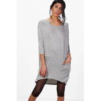 slouchy oversized marl knit top grey