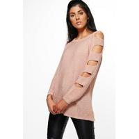 Slash Sleeve Jumper - dusky pink