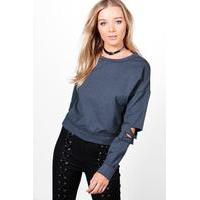 Slash Sleeve Sweatshirt - charcoal