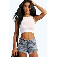 slash neck crop top white