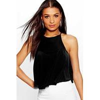 Slinky Cross Back Swing Crop Cami - black