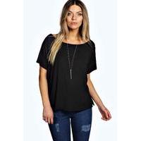 Slash Neck Oversized Tee - black