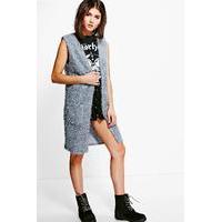 Sleeveless Fluffy Cardigan - grey