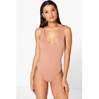 Sleeveless Thong Scoop Body - camel