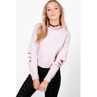 Slash Sleeve Sweatshirt - rose