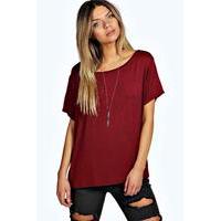 slash neck oversized tee wine