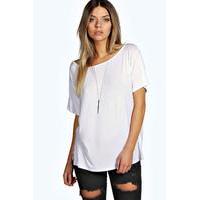 slash neck oversized tee white