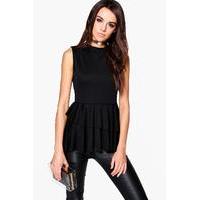 sleeveless top with layered frill detail black