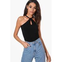 slinky knot front cami black