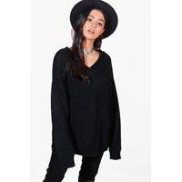 Slouchy Cable Jumper - black