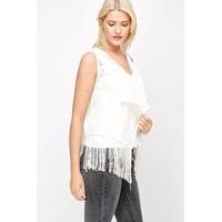 Sleeveless Crochet Sheer Back Kimono