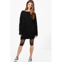 Slouchy Jumper Dress - black