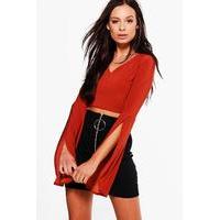 Slinky Extreme Flare Sleeve Crop - rust