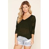 Slub Knit V-Neck Jumper