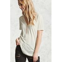 slub knit v neck tee