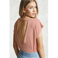 slub knit cutout back top