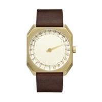 Slow Jo 18 Dark Brown Vintage Leather Gold Case Gold Dial