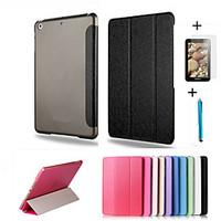 Smart Cover Leather Case PC Translucent Back Case For Apple ipad mini 4 Free Gift Protector FilmTouch Pen